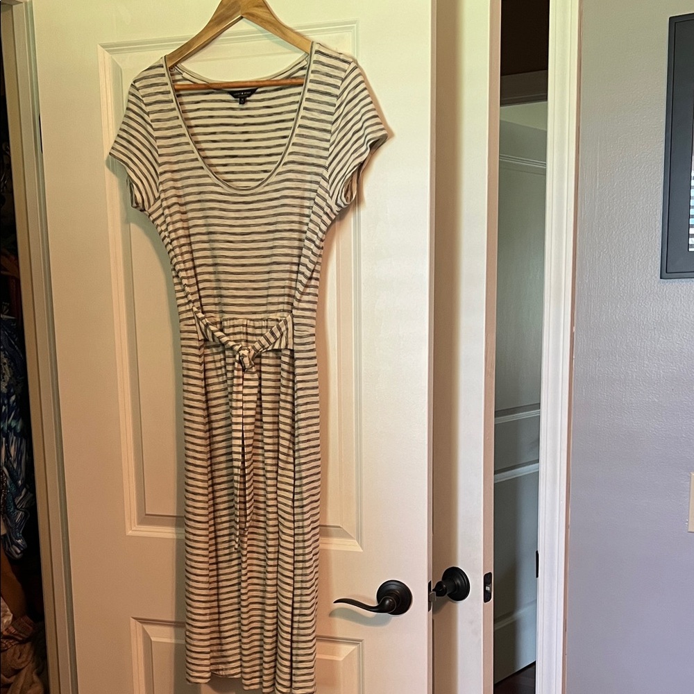 Lucky Brand Black and White Striped Midi Dress
